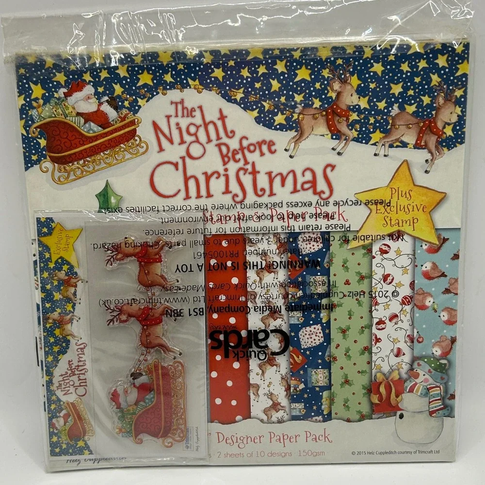 Trimcraft Helz Cuppleditch The Night Before Christmas Paper Pack‎ & Clear Stamp